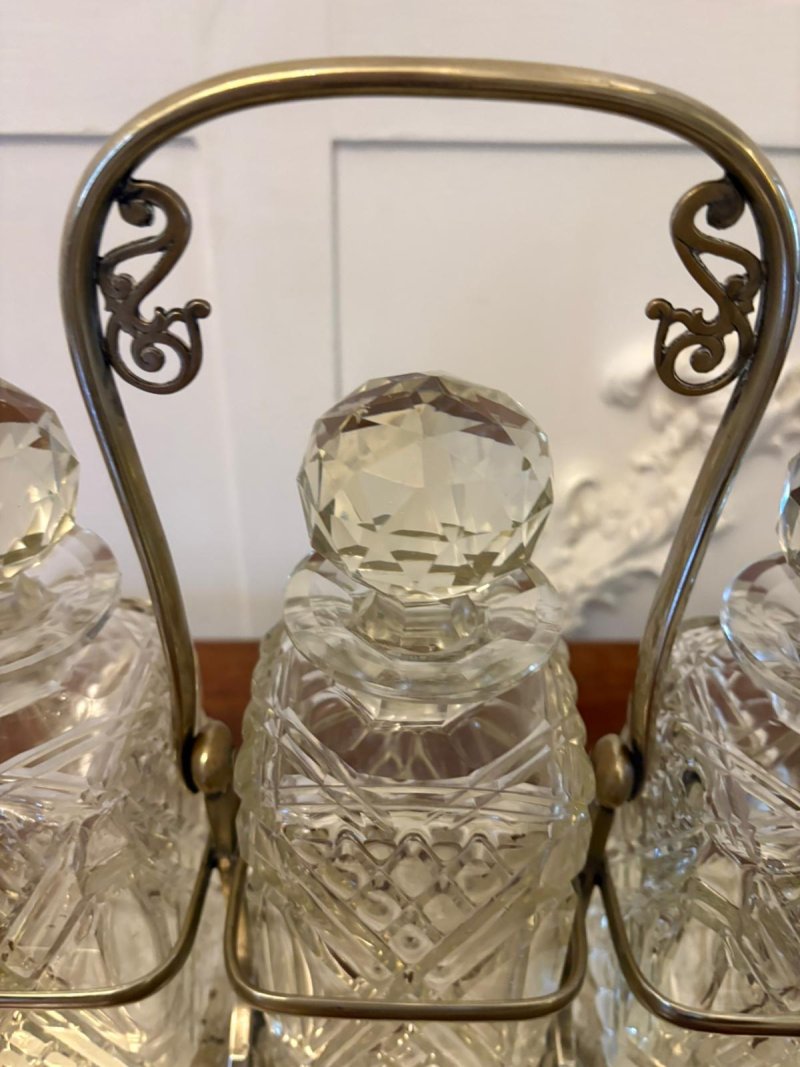 Antique Victorian Quality Silver Plated Tantalus - Image 7